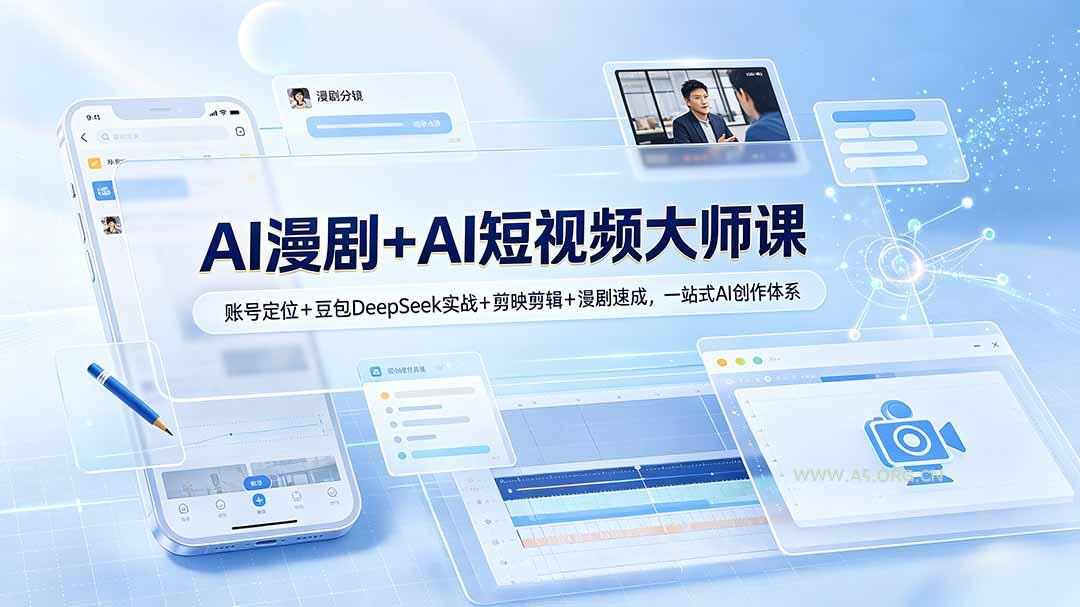AI漫剧+AI短视频大师课:账号定位+豆包DeepSeek实战+剪映剪辑+漫剧速成,一站式AI创作体系-小红泡