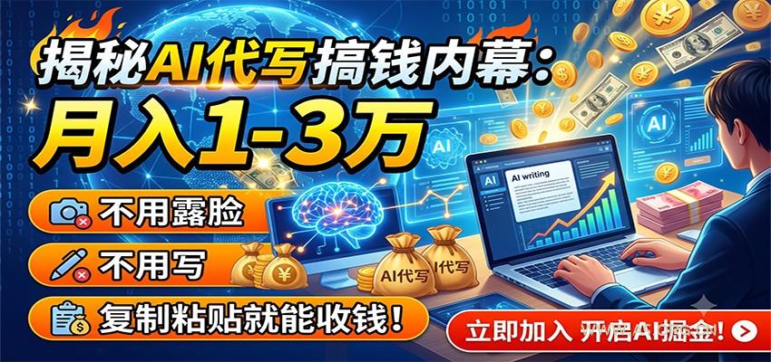 揭秘AI代写搞钱内幕：月入1-3万，不用露脸不用写，复制粘贴就能收钱！-小红泡