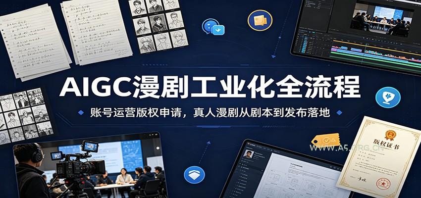 AIGC漫剧工业化全流程:账号运营版权申请,真人漫剧从剧本到发布落地-小红泡