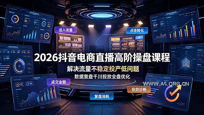 2026抖音电商直播高阶操盘课程,解决流量不稳定投产低问题,数据复盘千川投放全盘优化-小红泡