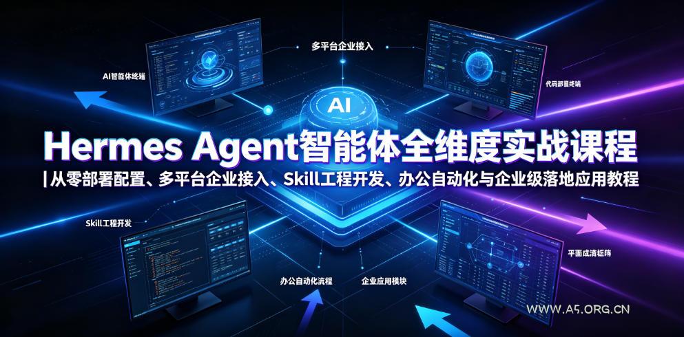 Hermes Agent智能体全维度实战课程|从零部署配置、多平台企业接入、Skill工程开发、办公自动化与企业级落地应用教程-小红泡