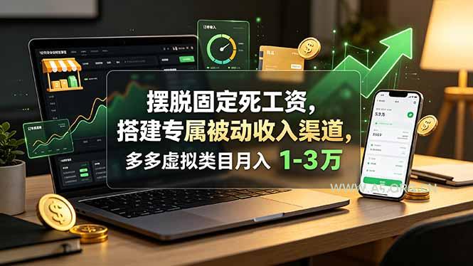 摆脱固定死工资,搭建专属被动收入渠道,多多虚拟类目月入 1-3 万-小红泡