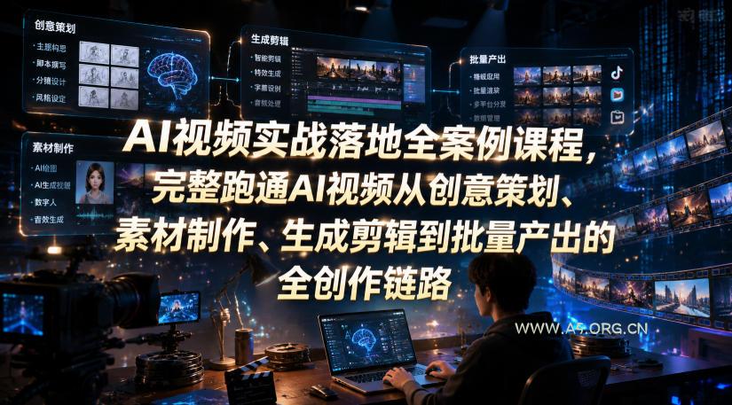 AI视频实战落地全案例课程,完整跑通AI视频从创意策划、素材制作、生成剪辑到批量产出的全创作链路-小红泡