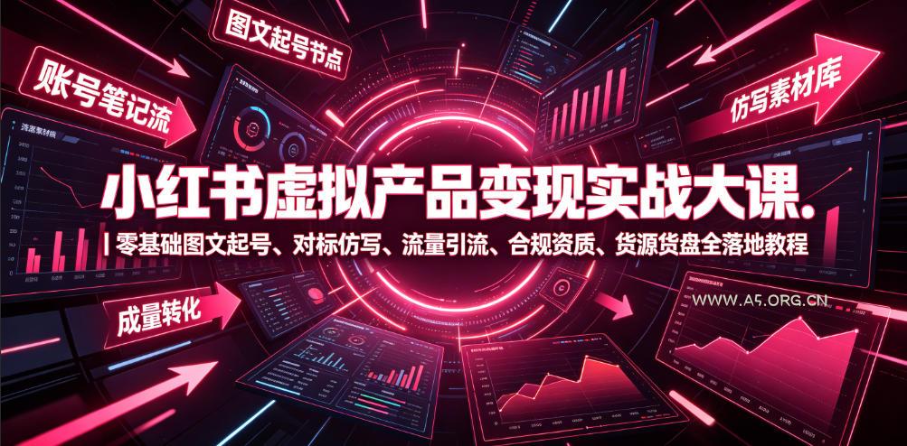 小红书虚拟产品变现实战大课|零基础图文起号、对标仿写、流量引流、合规资质、货源货盘全落地教程-小红泡