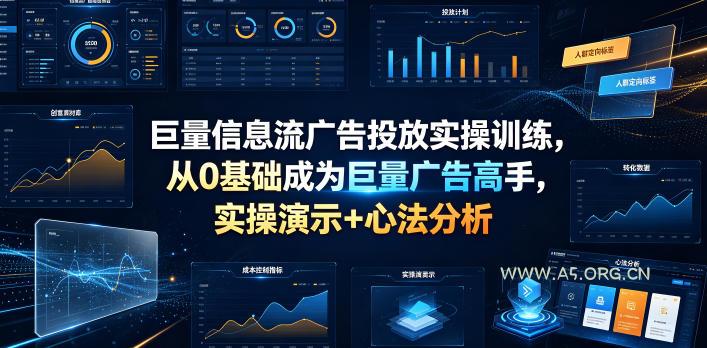 巨量信息流广告投放实操训练,从0基础成为巨量广告高手,实操演示+心法分析-小红泡