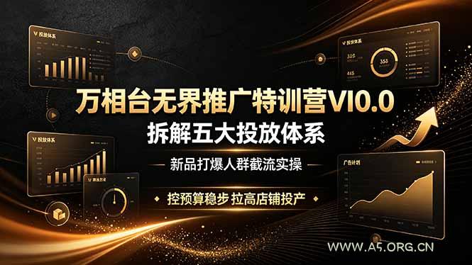 万相台无界推广特训营VI0.0，拆解五大投放体系，新品打爆人群截流实操，控预算稳步拉高店铺投产-小红泡