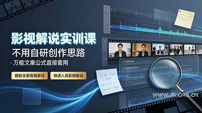 影视解说实训课：不用自研创作思路，万能文案公式直接套用，搭配全套剪辑教程，快速入局影视解说-小红泡