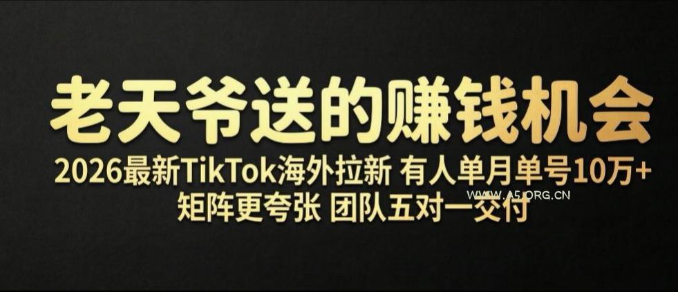 老天爷送的賺钱机会!2026最新TikTok海外拉新,有人单月单号10W+,矩阵更夸张,团队交付【揭秘】-小红泡