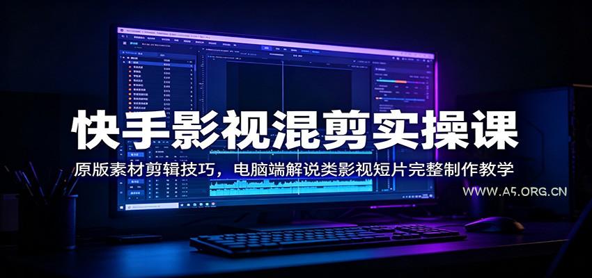 快手影视混剪实操课：原版素材剪辑技巧，电脑端解说类影视短片完整制作教学-小红泡