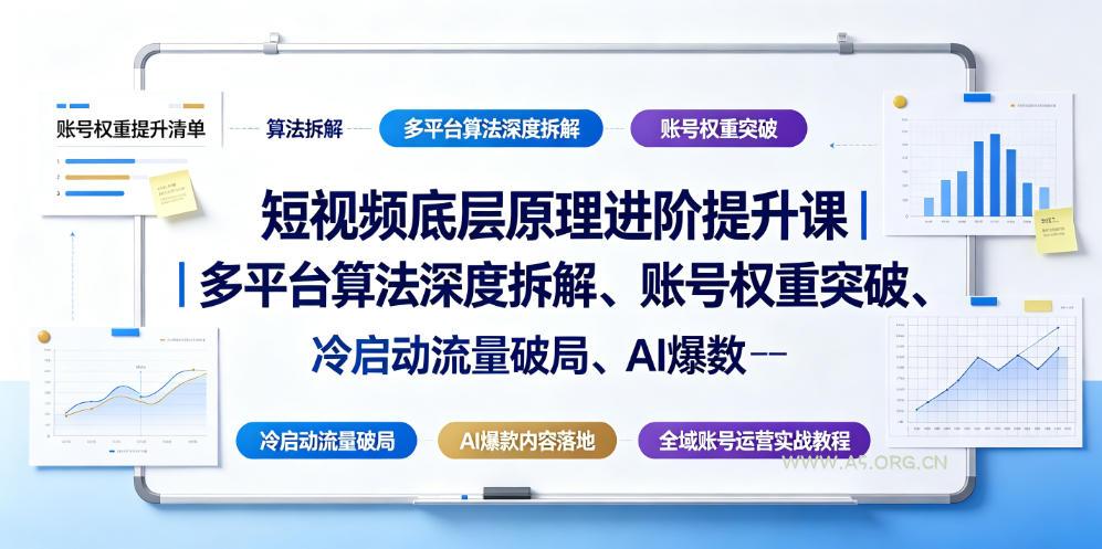 短视频底层原理进阶提升课｜多平台算法深度拆解、账号权重突破、冷启动流量破局、AI爆款内容落地与全域账号运营实战教程-小红泡