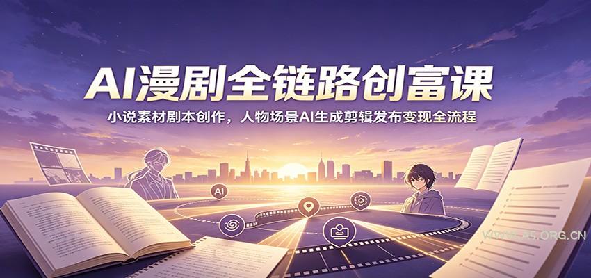AI漫剧全链路创富课:小说素材剧本创作,人物场景AI生成剪辑发布变现全流程-小红泡