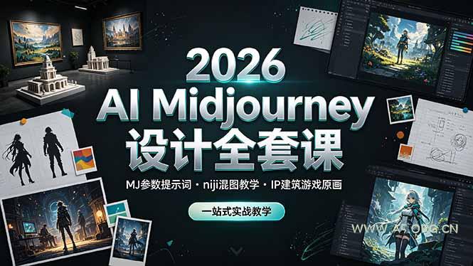2026 AI Midjourney设计全套课,MJ参数提示词niji混图教学,IP建筑游戏原画一站式实战教学-小红泡