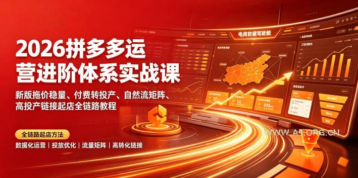 2026拼多多运营进阶体系实战课|新版拖价稳量、付费转投产、自然流矩阵、高投产链接起店全链路教程-小红泡