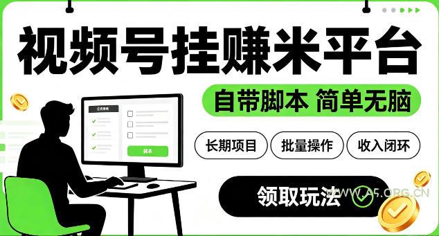 最新视频号挂G賺米平台,自带脚本,长期能做,简单无脑【揭秘】-小红泡