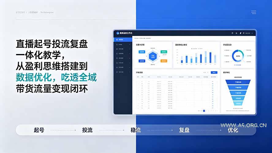 直播起号投流复盘一体化教学,从盈利思维搭建到数据优化,吃透全域带货流量变现闭环-小红泡