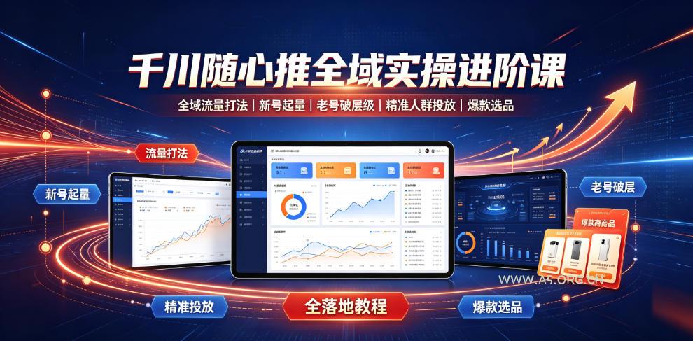 千川随心推全域实操进阶课｜全域流量打法、新号起量、老号破层级、精准人群投放、爆款选品全落地教程-小红泡