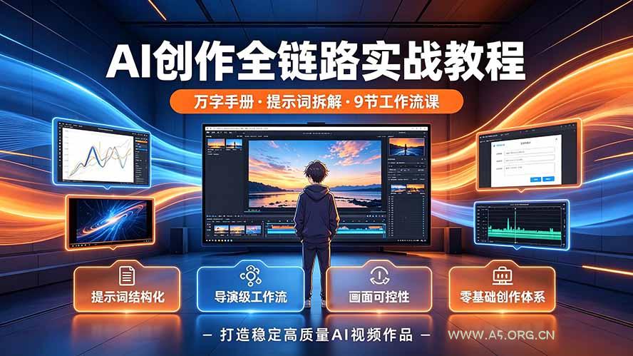 AI创作全链路实战教程|万字手册·提示词拆解·9节工作流课,打造稳定高质量AI视频作品-小红泡