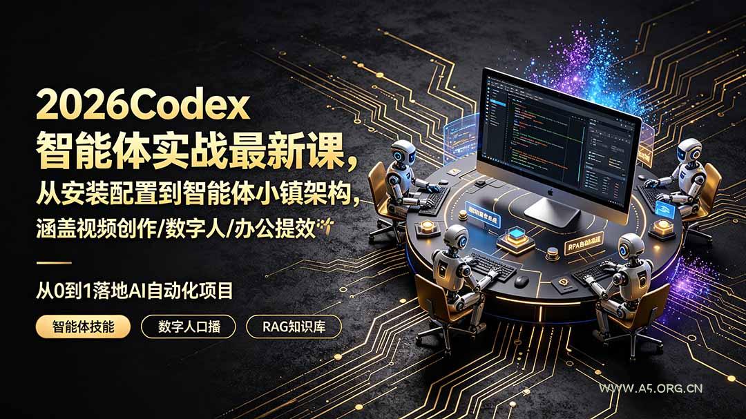 2026Codex智能体实战最新课,从安装配置到智能体小镇架构,涵盖视频创作/数字人/办公提效全技能-小红泡