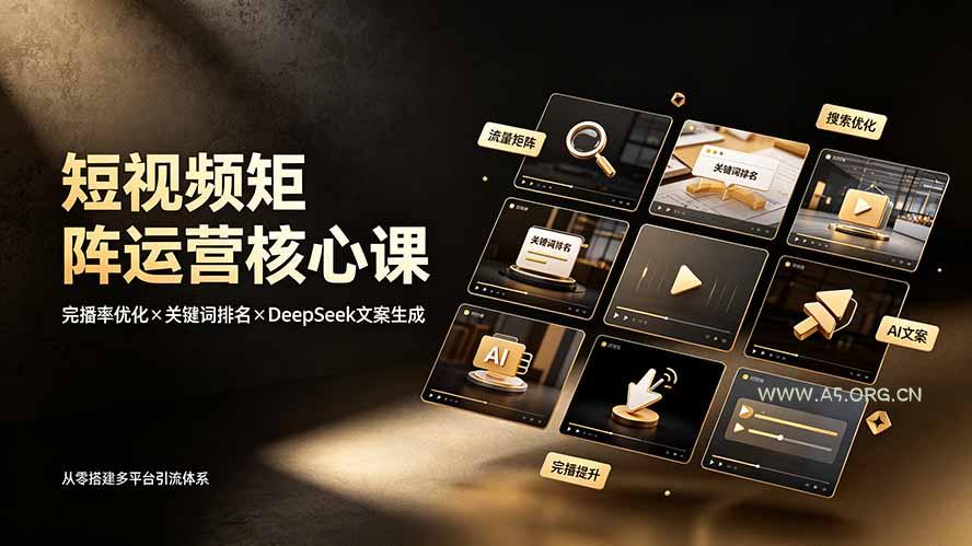 短视频矩阵运营核心课:完播率优化×关键词排名×DeepSeek文案生成,从零搭建多平台引流体系-小红泡