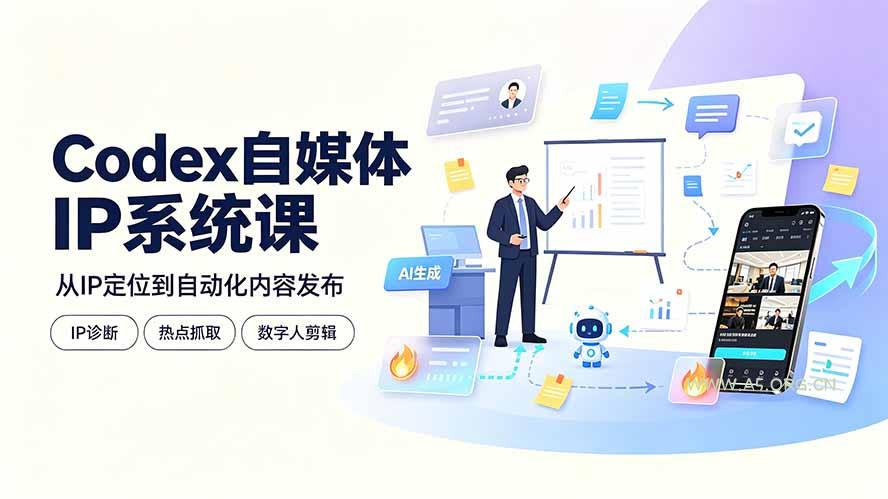 Codex自媒体IP系统课:IP诊断/热点抓取/IP蒸馏 Skill,爆款复刻数字人多平台自动发布教程-小红泡