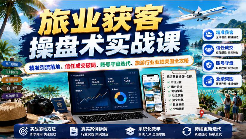旅业获客操盘术实战课|精准引流落地、信任成交破局、账号守盘迭代、旅游行业业绩突围全攻略-小红泡