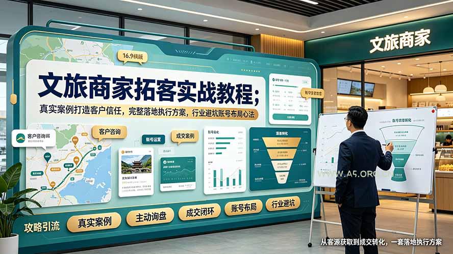 文旅商家拓客实战教程；真实案例打造客户信任，完整落地执行方案，行业避坑账号布局心法-小红泡