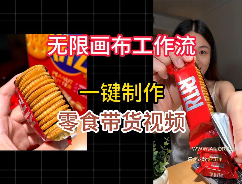 无限画布工作流一键制作零食带货视频，操作简单实操教学-小红泡
