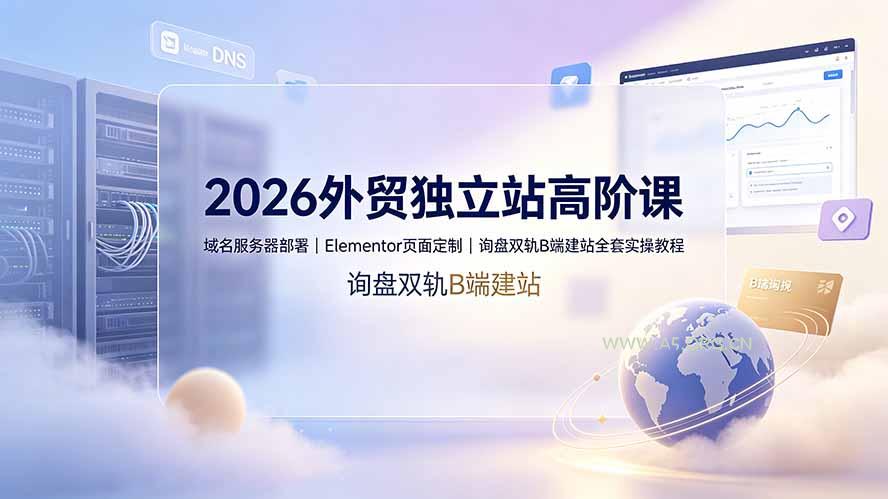 2026外贸独立站高阶课·域名服务器部署|Elementor页面定制|询盘双轨B端建站全套实操教程-小红泡