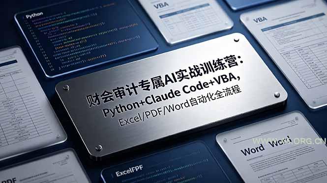 财会审计专属 AI实战训练营-更新:Python+Claude Code+VBA,Excel/PDF/Word自动化全流程-小红泡