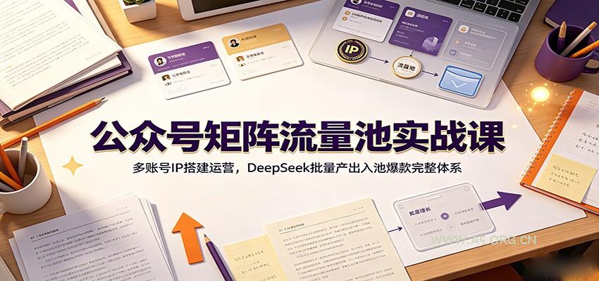 公众号矩阵流量池实战课:多账号IP搭建运营,DeepSeek批量产出入池爆款完整体系-小红泡