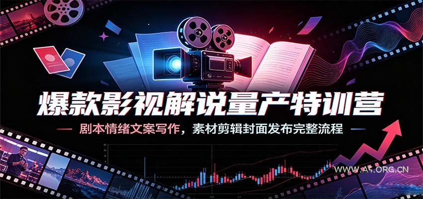 爆款影视解说量产特训营:剧本情绪文案写作,素材剪辑封面发布完整流程-小红泡