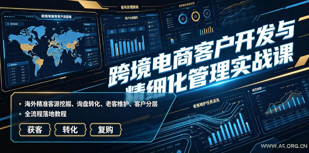 跨境电商客户开发与精细化管理实战课｜海外精准客源挖掘、询盘转化、老客维护、客户分层全流程落地教程-小红泡