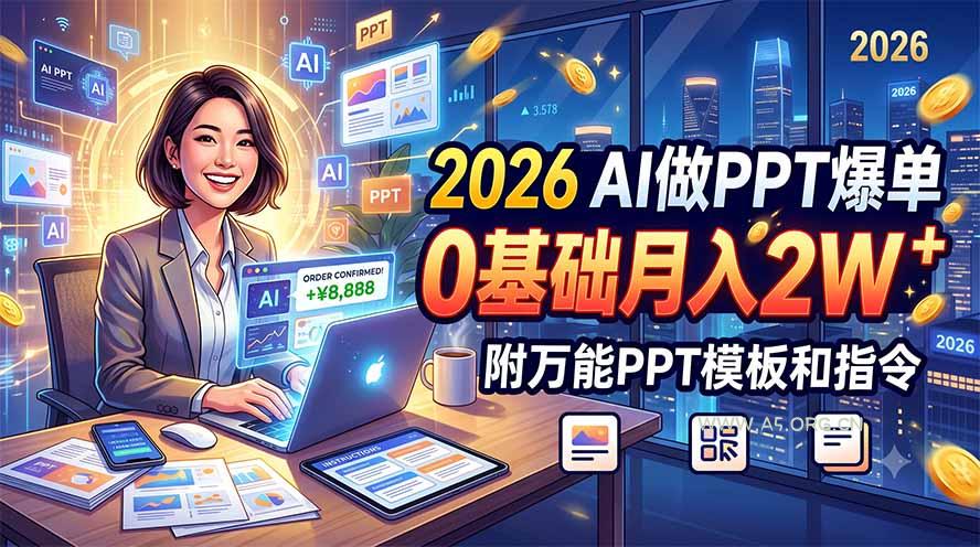 2026 AI做PPT爆单，0基础月入2W，附万能PPT模板和指令-小红泡