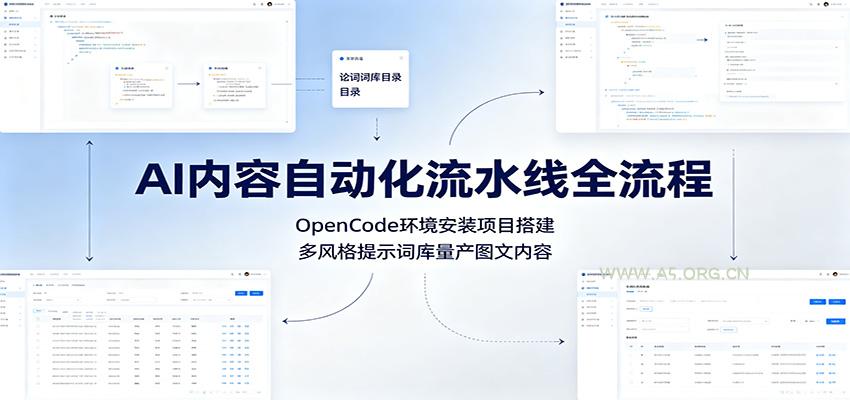 AI内容自动化流水线全流程:OpenCode环境安装项目搭建,多风格提示词库量产图文内容-小红泡