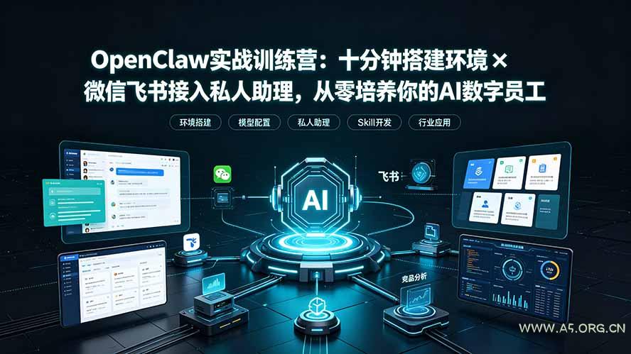 OpenClaw实战特训营:十分钟搭建环境×微信飞书接入私人助理,从零培养你的AI数字员工-小红泡