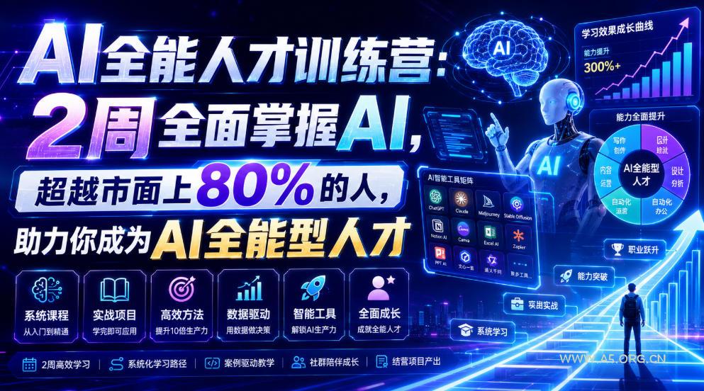AI全能人才训练营:2周全面掌握AI,超越市面上80%的人,助力你成为AI全能型人才-小红泡