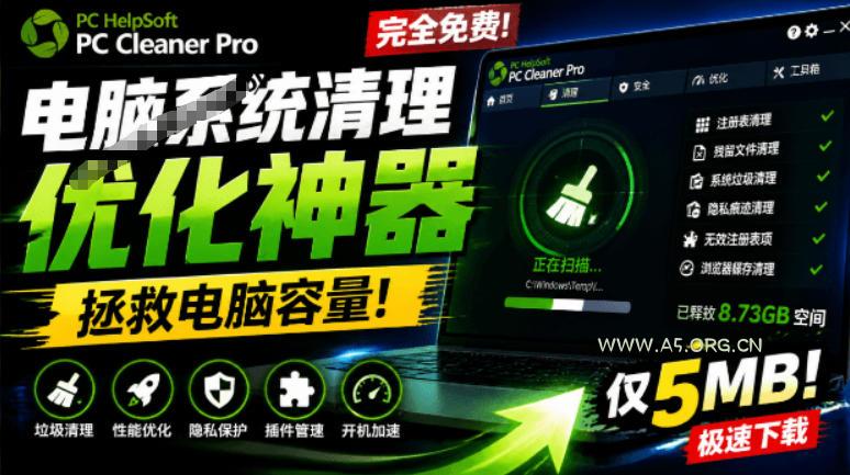 轻松吊打Win系统自带工具!电脑清理神器,拯救电脑容量,仅5MB,完全免费使用PC Cleaner Pro-小红泡