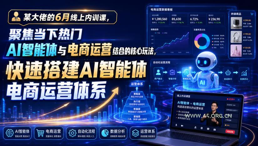 某大佬的6月线上内训课,聚焦当下热门AI智能体与电商运营结合的核心玩法,快速搭建AI智能体电商运营体系-小红泡