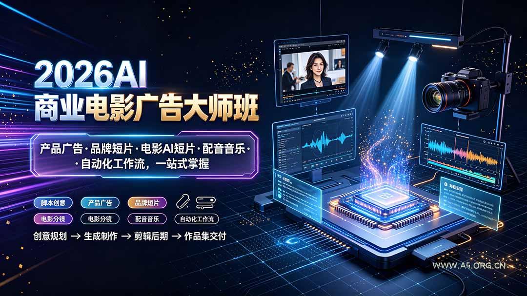 2026AI商业电影广告大师班:产品广告·品牌短片·电影AI短片·配音音乐·自动化工作流,一站式掌握-小红泡