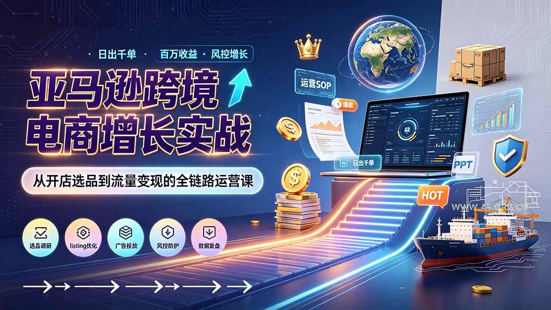亚马逊0-1孵化特训营8期：从注册风控到稳定日出千单实战，规避审核封店风险，标准化执行流程落地-小红泡
