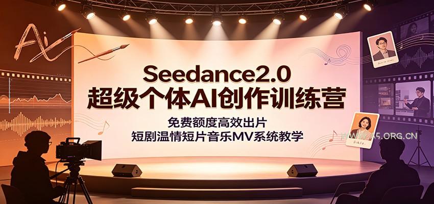 Seedance2.0超级个体AI创作训练营:免费额度高效出片,短剧温情短片音乐MV系统教学-小红泡