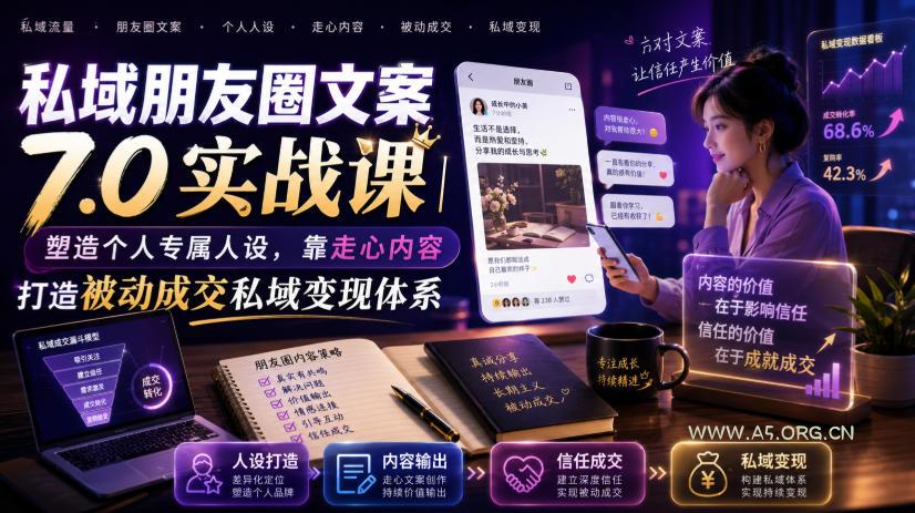 私域朋友圈文案7.0实战课|塑造个人专属人设,靠走心内容打造被动成交私域变现体系-小红泡