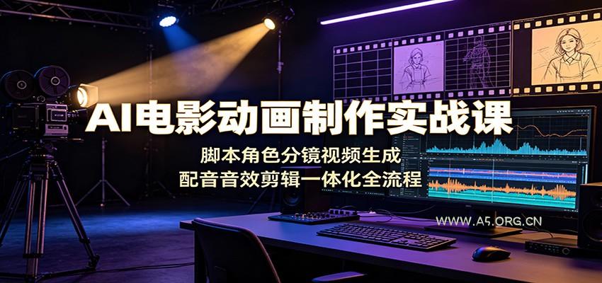 AI电影动画制作实战课:脚本角色分镜视频生成,配音音效剪辑一体化全流程-小红泡