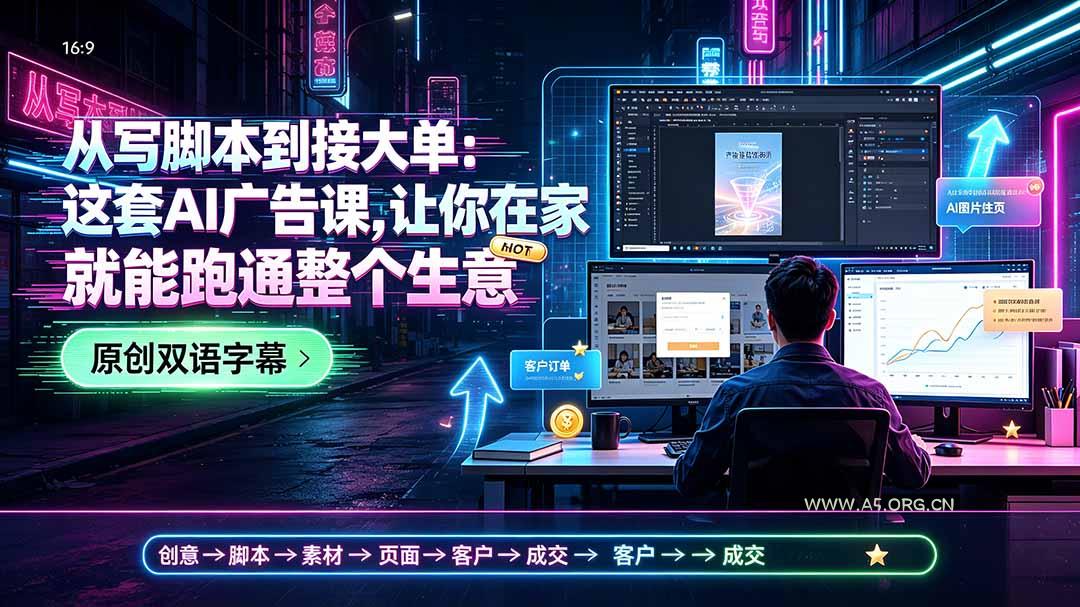 从写脚本到接大单:这套AI广告课,让你在家就能跑通整个生意【原创双语字幕】-小红泡