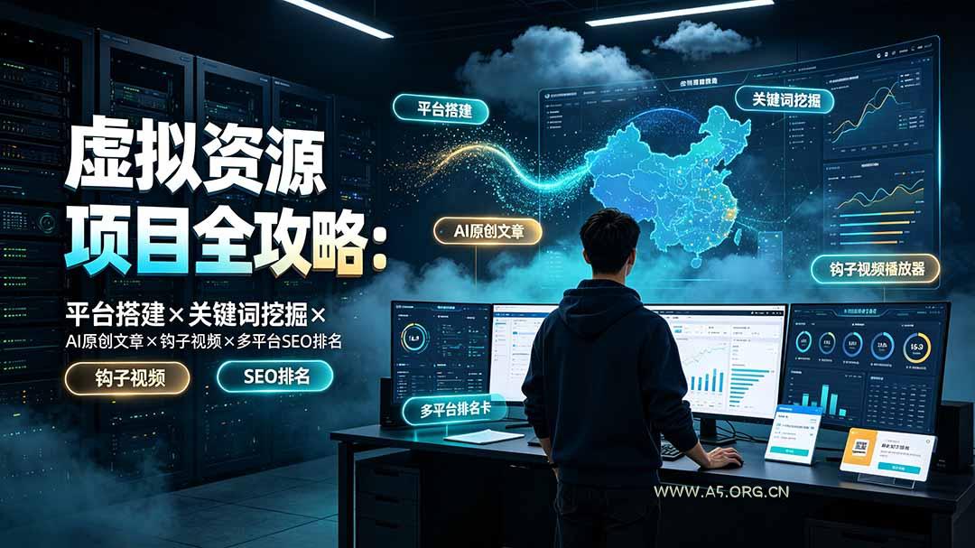 虚拟资源项目全攻略:平台搭建×关键词挖掘×AI原创文章×钩子视频×多平台SEO排名-小红泡