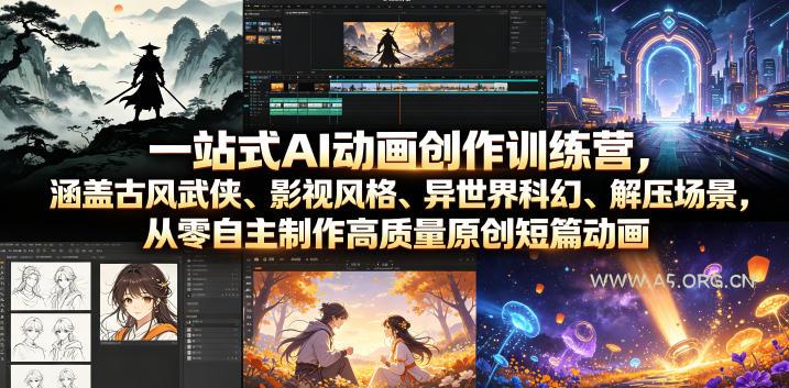 一站式AI动画创作训练营,涵盖古风武侠、影视风格、异世界科幻、解压场景,从零自主制作高质量原创短篇动画(更新)-小红泡
