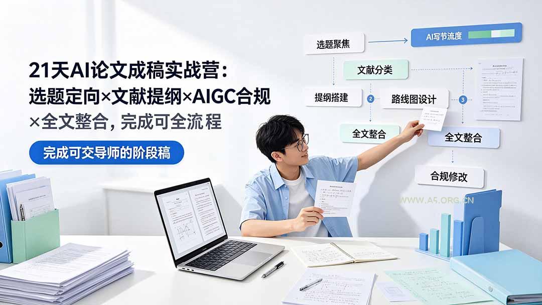 21天AI论文成稿实战营:选题定向×文献提纲×AIGC合规×全文整合,完成可交导师的阶段稿-小红泡