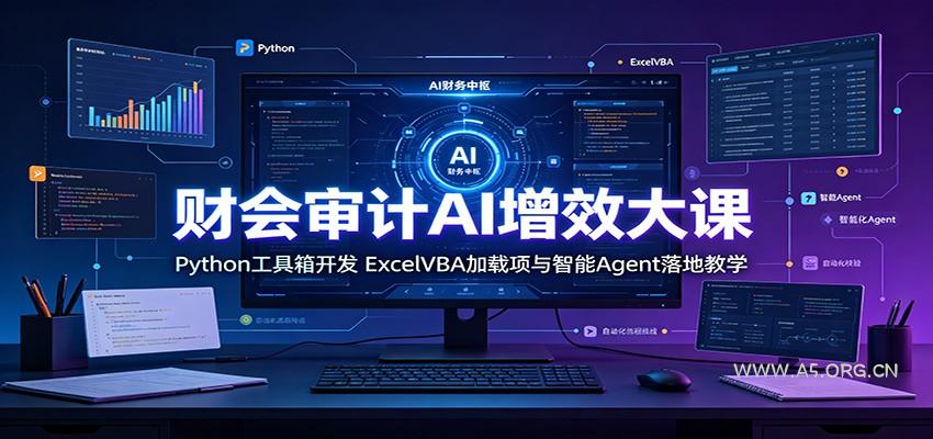 财会审计AI增效大课:Python工具箱开发,ExcelVBA加载项与智能Agent落地教学-小红泡