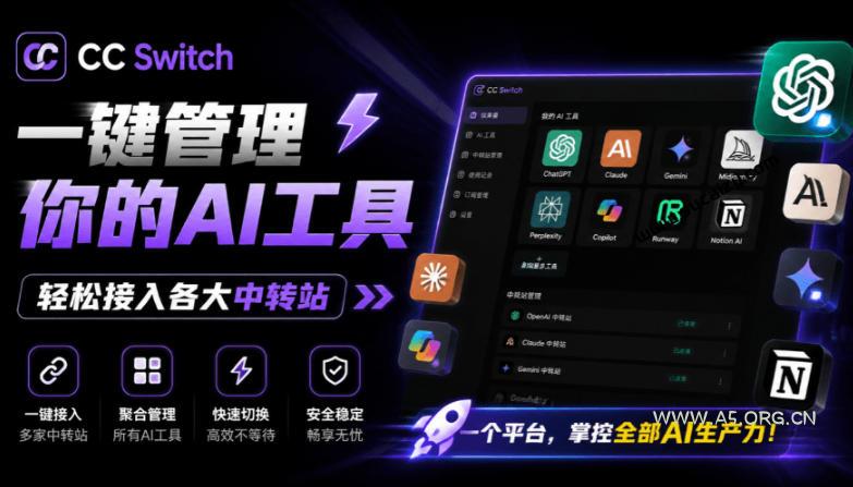 一键给Chatgpt、Codex、Claude接入地第三方中转站，CC Switch统一管理你的AI编程工具工作流-小红泡