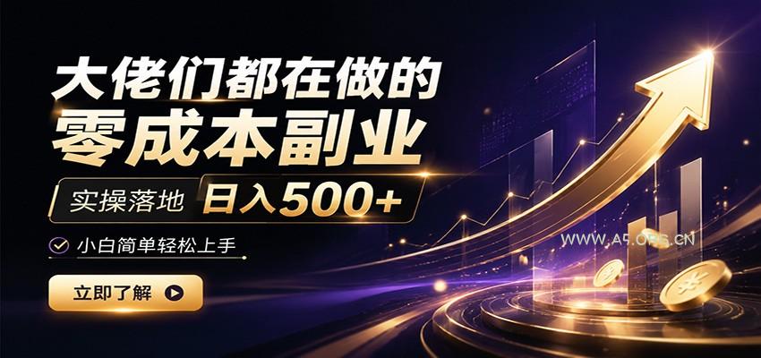 大佬们都在做的零成本副业,实操落地日入500+,小白一秒上手-小红泡